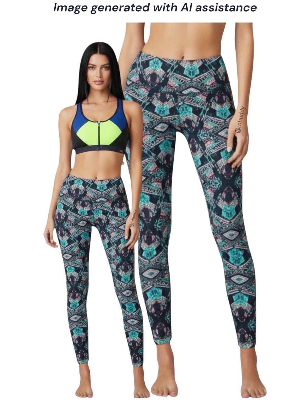 Onzie M/L multicolored geometric printed leggings